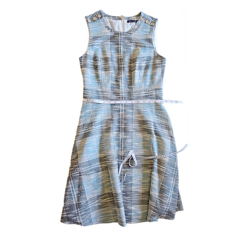 Tommy Hilfiger SEEN ON TV JANE THE VIRGIN Blue Tweed Fit&Flare Sleeveless Dress - Picture 12 of 16